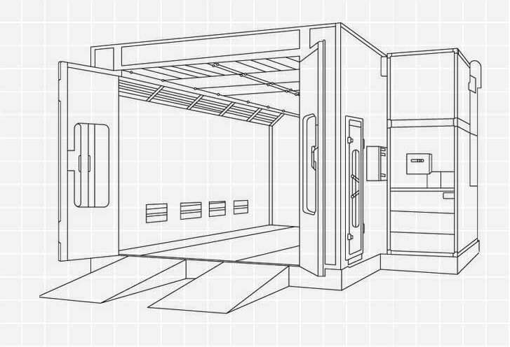 Drawing of a spray booth