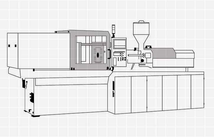Drawing of an injection moulding machine