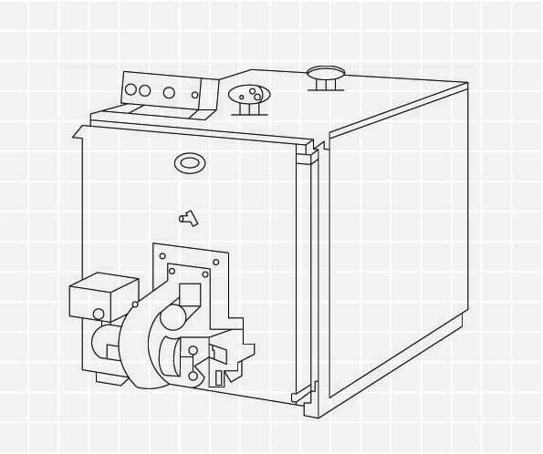 Drawing of a hot water boiler