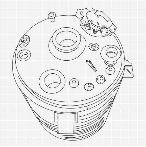 Drawing of a jacketed reactor vessel