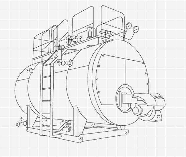 Drawing of a steam boiler