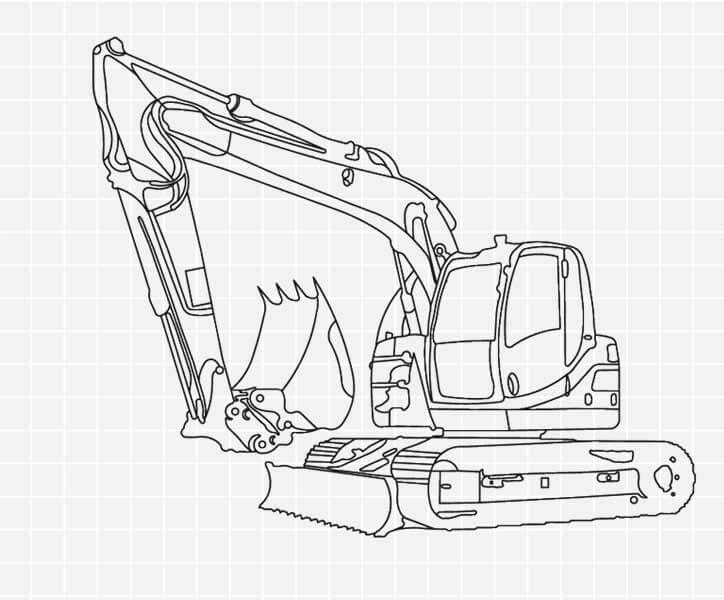 Drawing of an excavator