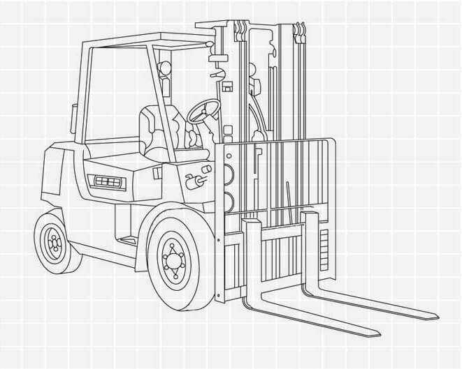 Drawing of a forklift truck