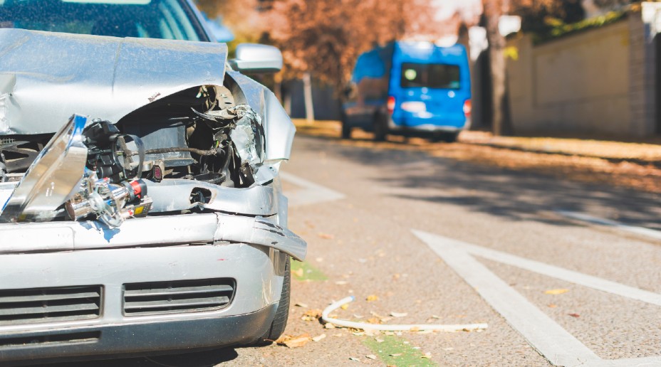 car front bumper after crash