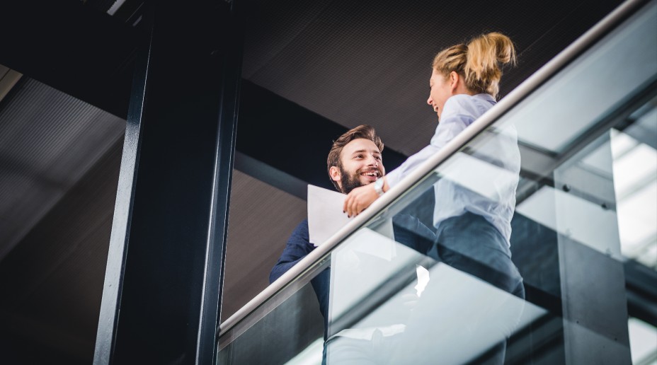 office workers talking